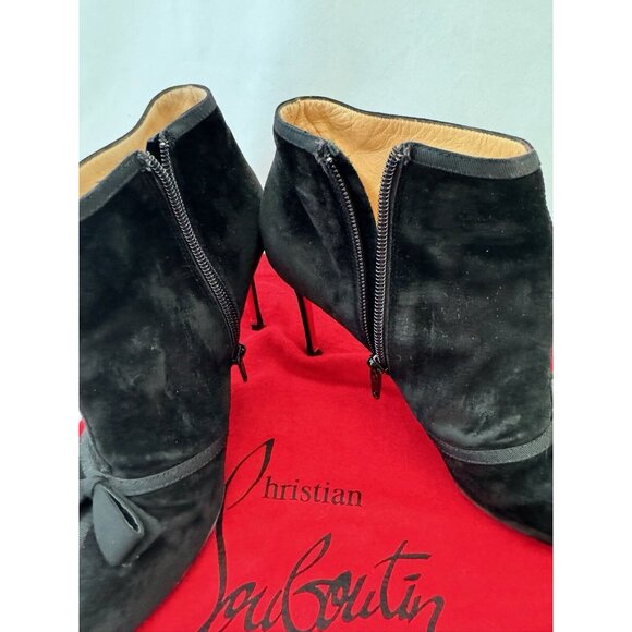 Christian Louboutin Women's  Ankle Boots Pump Round Toe With Bow  Black Size 36 - Picture 7 of 12